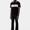 AMIRI Tees> WAVE BAJA STRIPE POLO BLACK