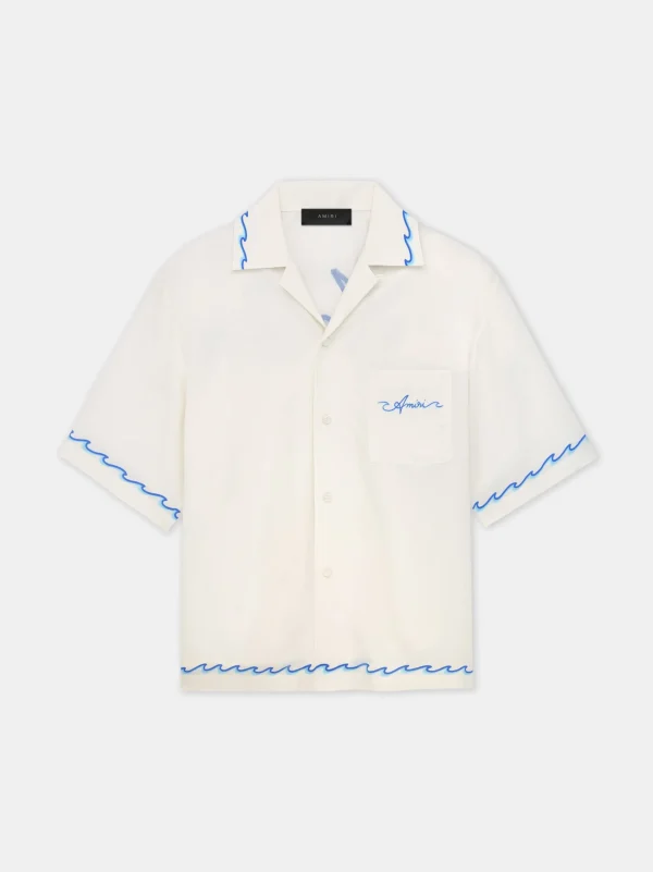 AMIRI Shirts> WAVE CAMP SHIRT BIRCH
