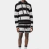 AMIRI Knitwear>AMRI WAVE BAJA STRIPE HOODIE BLACK