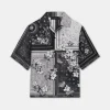 AMIRI Shirts>BANDANA FLORAL BOWLING SHIRT BLACK