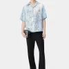 AMIRI Shirts>BANDANA FLORAL BOWLING SHIRT Cerulean