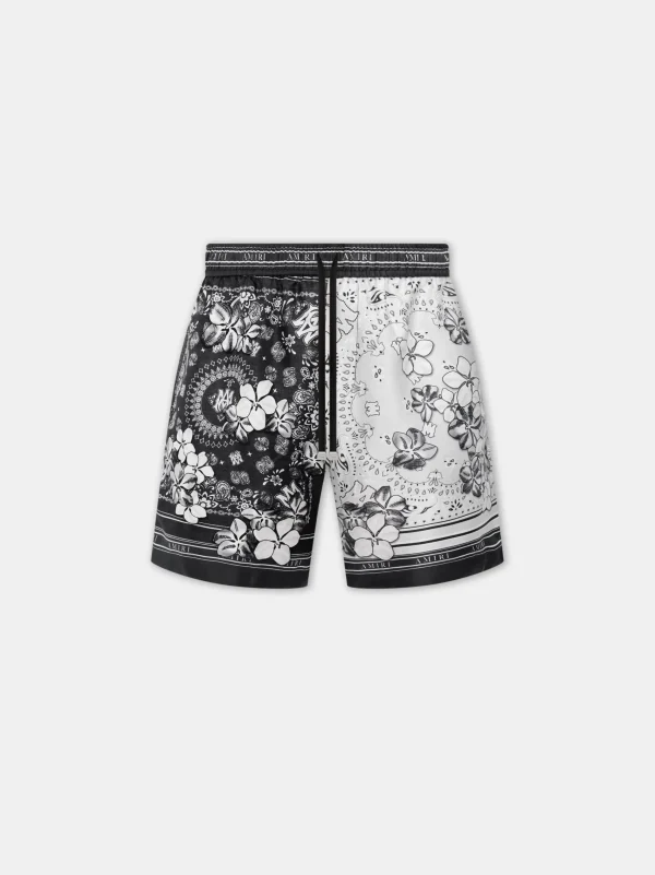 AMIRI Shorts & Sweatpants>BANDANA FLORAL SHORT BLACK