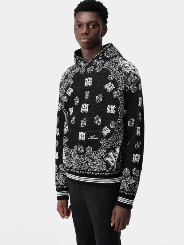 AMIRI Knitwear>BANDANA HOODIE BLACK