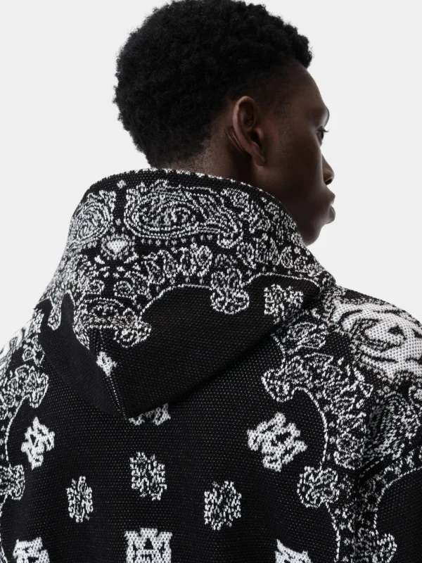 AMIRI Knitwear>BANDANA HOODIE BLACK