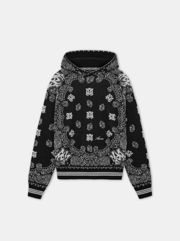 AMIRI Knitwear>BANDANA HOODIE BLACK