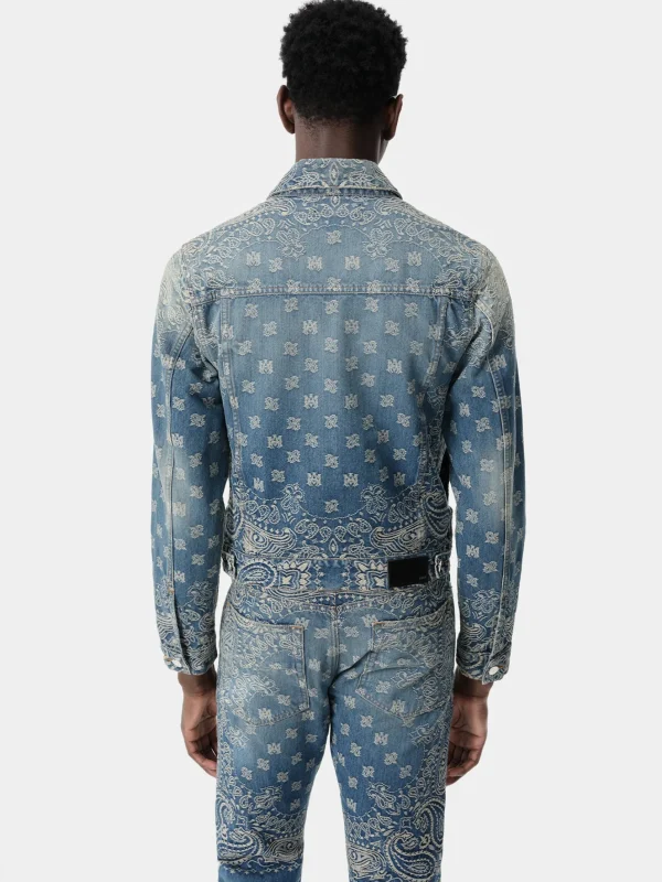 AMIRI Denim>BANDANA JACQUARD MA TRUCKER JACKET Dark Indigo