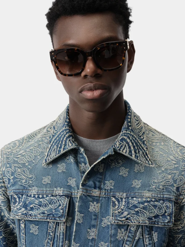 AMIRI Denim>BANDANA JACQUARD MA TRUCKER JACKET Dark Indigo