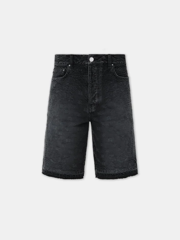 AMIRI Denim>BANDANA JACQUARD SKATER SHORT Vintage Black