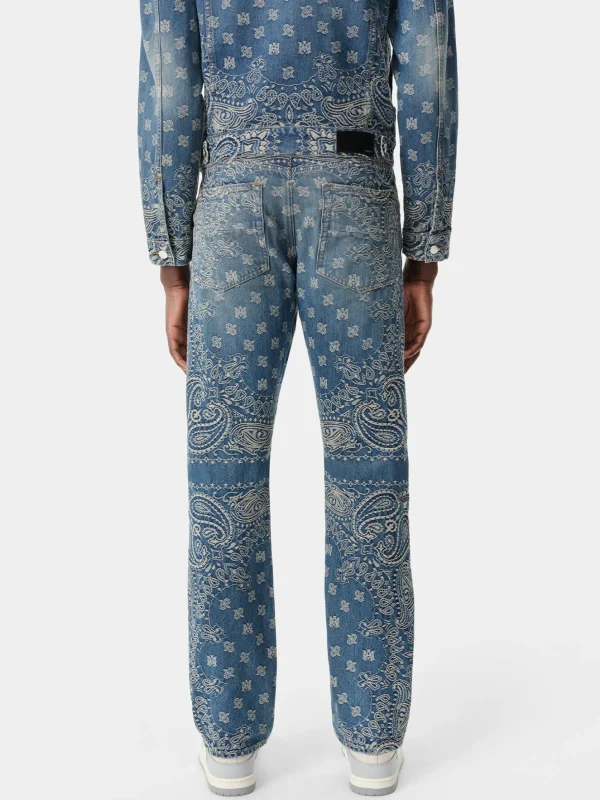 AMIRI Denim>BANDANA JACQUARD STRAIGHT JEAN Dark Indigo