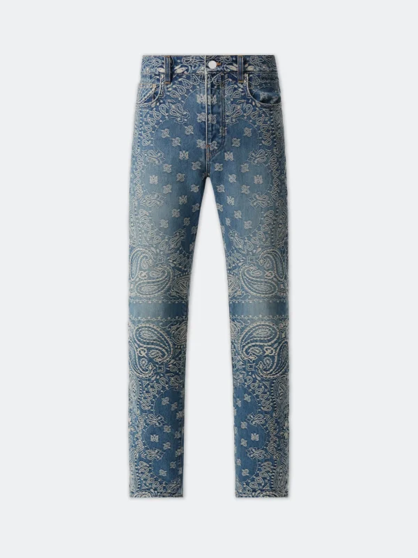 AMIRI Denim>BANDANA JACQUARD STRAIGHT JEAN Dark Indigo
