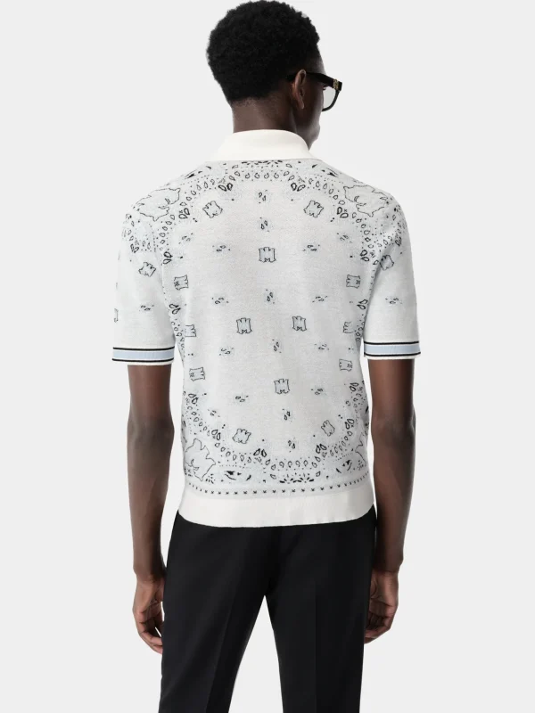 AMIRI Knitwear>BANDANA POLO White Blue