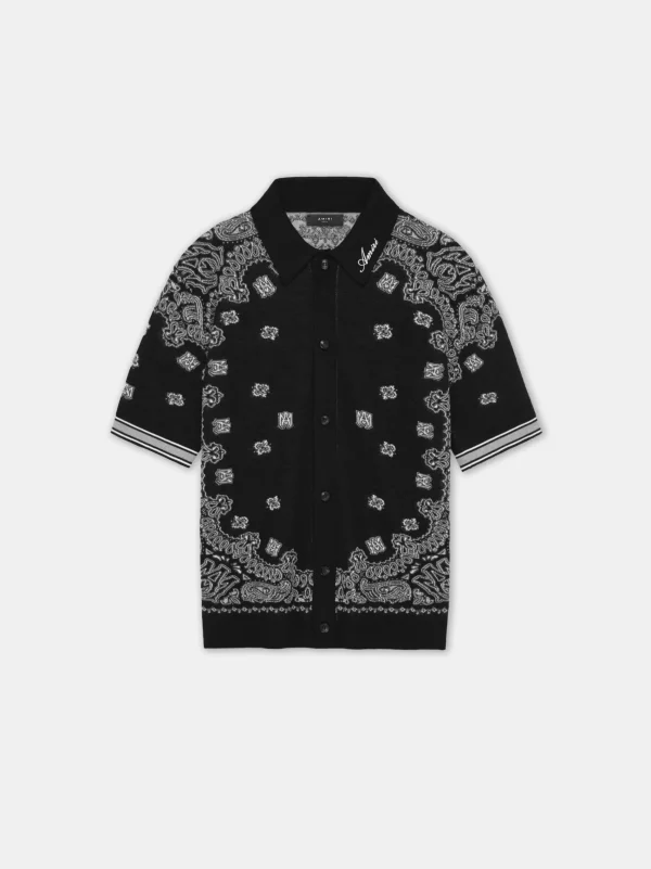 AMIRI Knitwear>BANDANA POLO BLACK