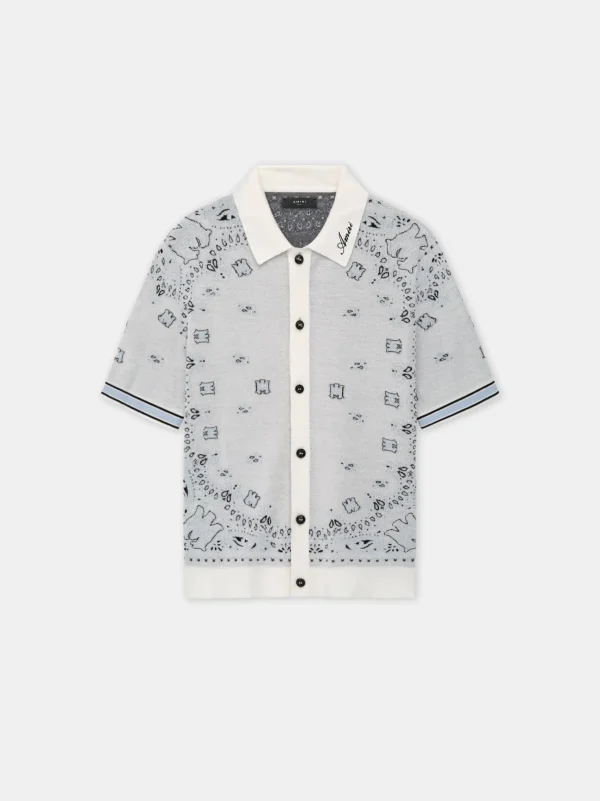 AMIRI Knitwear>BANDANA POLO White Blue