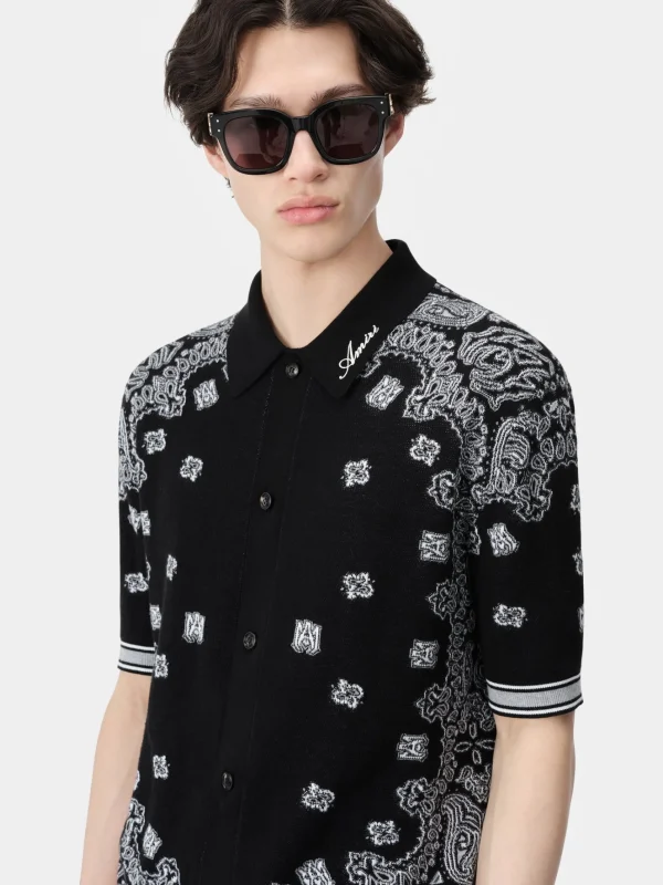 AMIRI Knitwear>BANDANA POLO BLACK