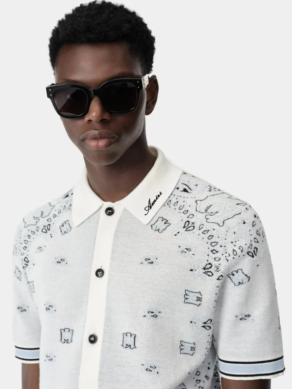AMIRI Knitwear>BANDANA POLO White Blue