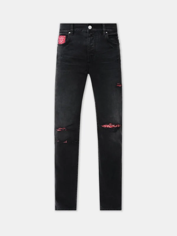 AMIRI Denim>BANDANA REPAIR STRAIGHT JEAN Vintage Black