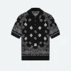 AMIRI Knitwear | Shirts>BANDANA SHORT SLEEVE POLO BLACK