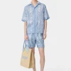 AMIRI Shirts>BANDANA WATERCOLOR CAMP SHIRT Cerulean