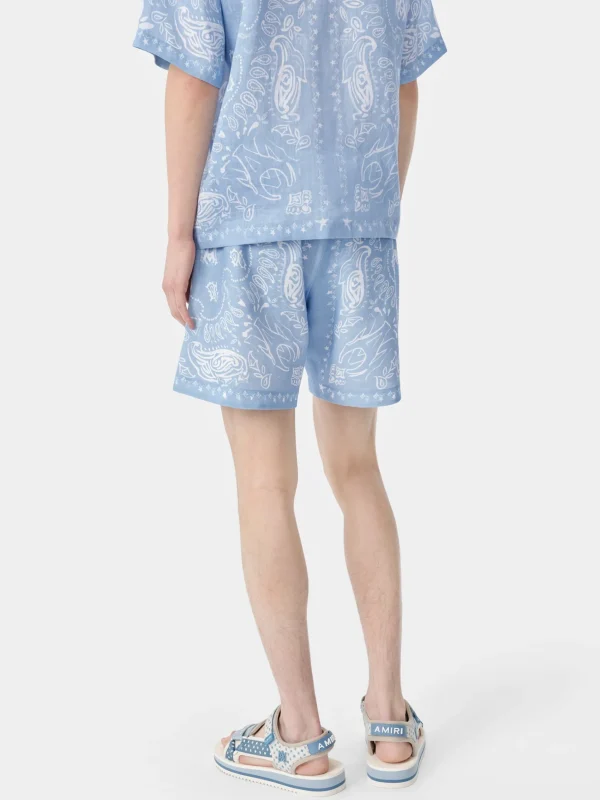 AMIRI Shorts & Sweatpants>BANDANA WATERCOLOR SHORT Cerulean