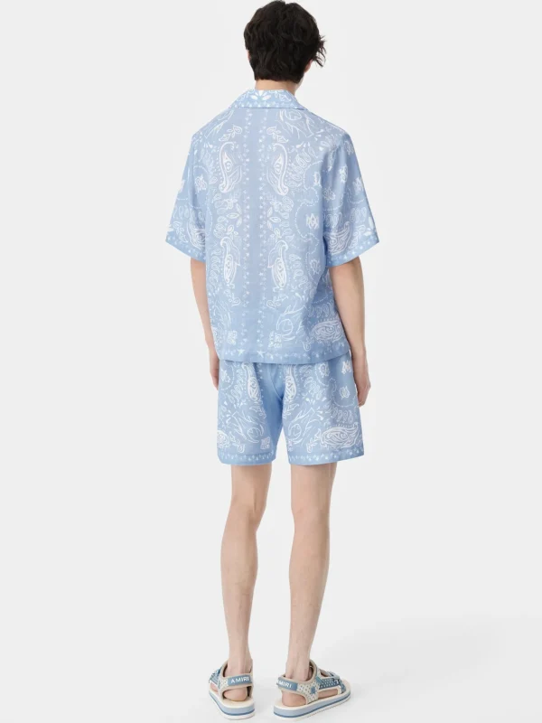 AMIRI Shorts & Sweatpants>BANDANA WATERCOLOR SHORT Cerulean