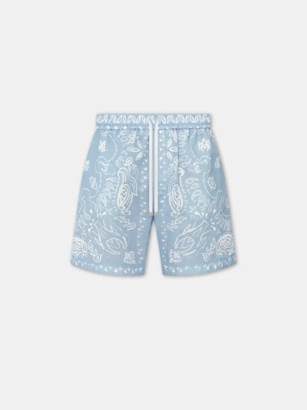 AMIRI Shorts & Sweatpants>BANDANA WATERCOLOR SHORT Cerulean