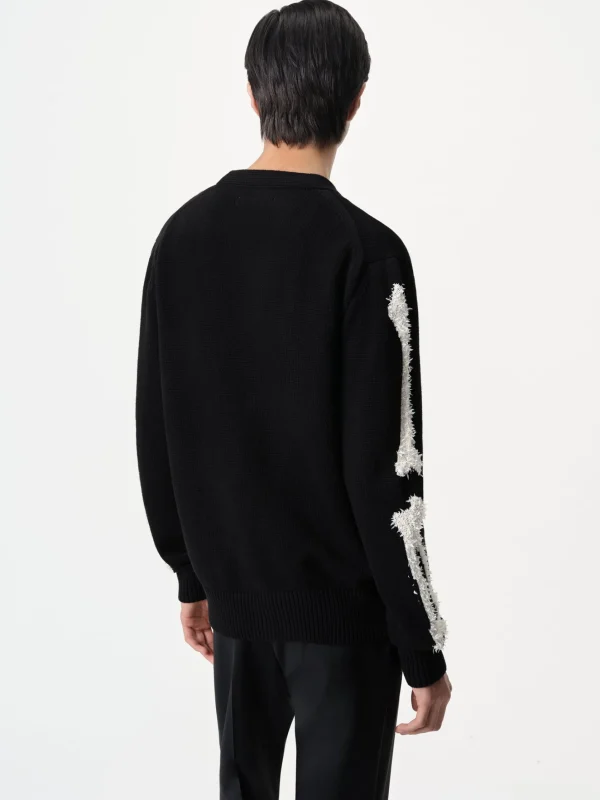 AMIRI Knitwear>BONES CARDIGAN BLACK