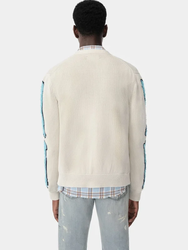 AMIRI Knitwear>BONES CARDIGAN BIRCH