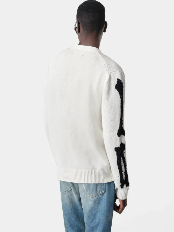 AMIRI Knitwear>BONES CARDIGAN White