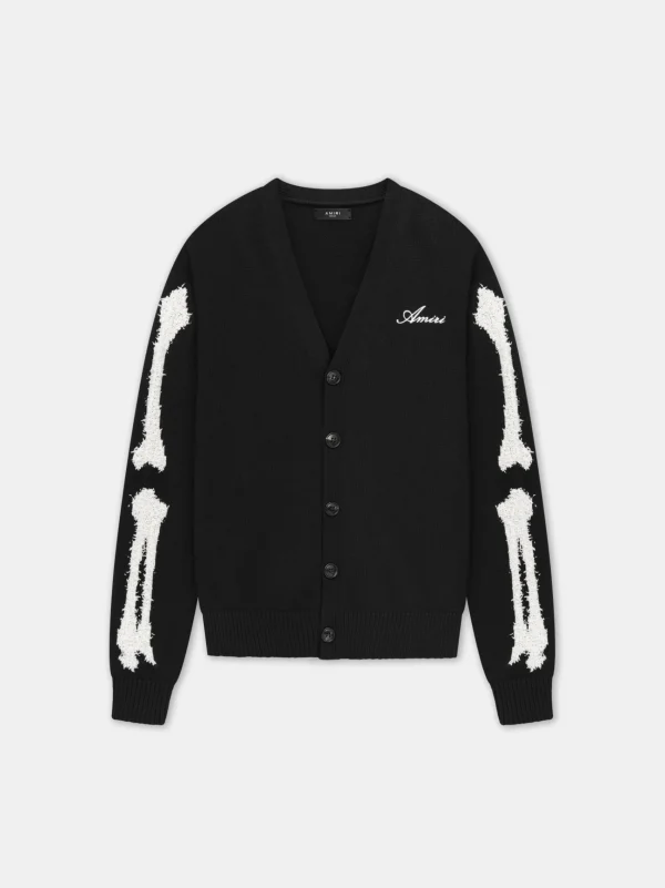 AMIRI Knitwear>BONES CARDIGAN BLACK