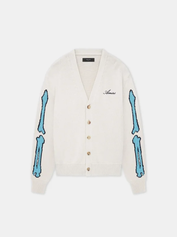 AMIRI Knitwear>BONES CARDIGAN BIRCH