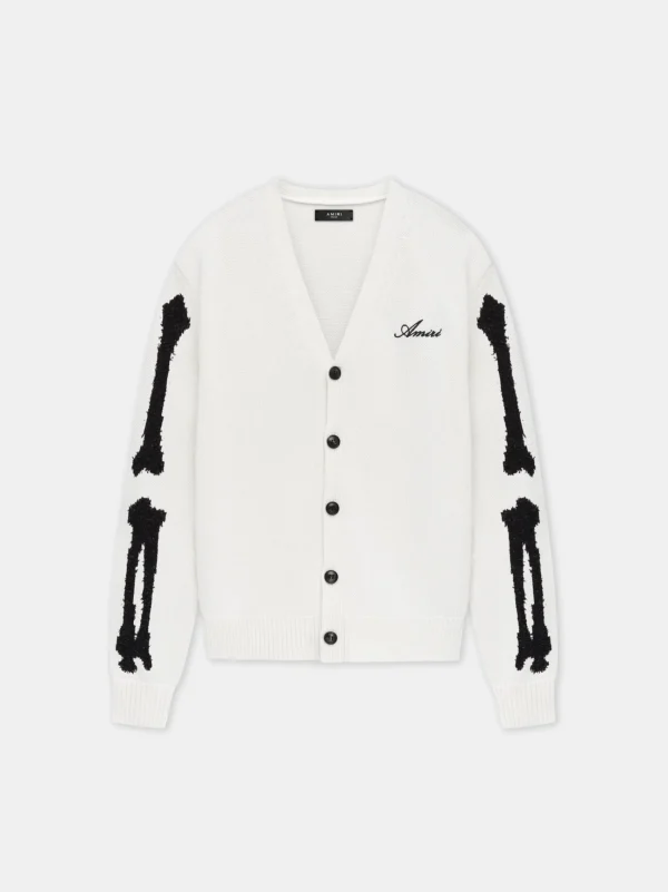 AMIRI Knitwear>BONES CARDIGAN White