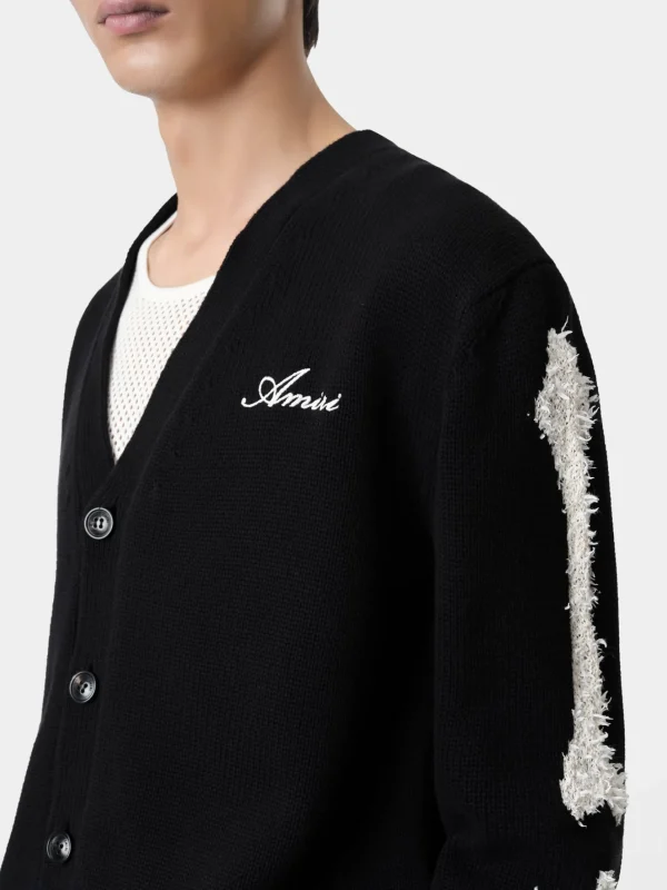 AMIRI Knitwear>BONES CARDIGAN BLACK