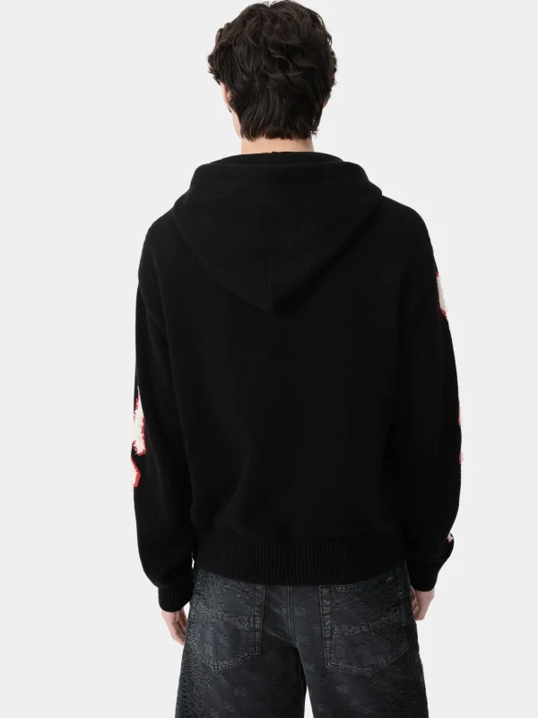 AMIRI Knitwear>BONES HOODIE BLACK