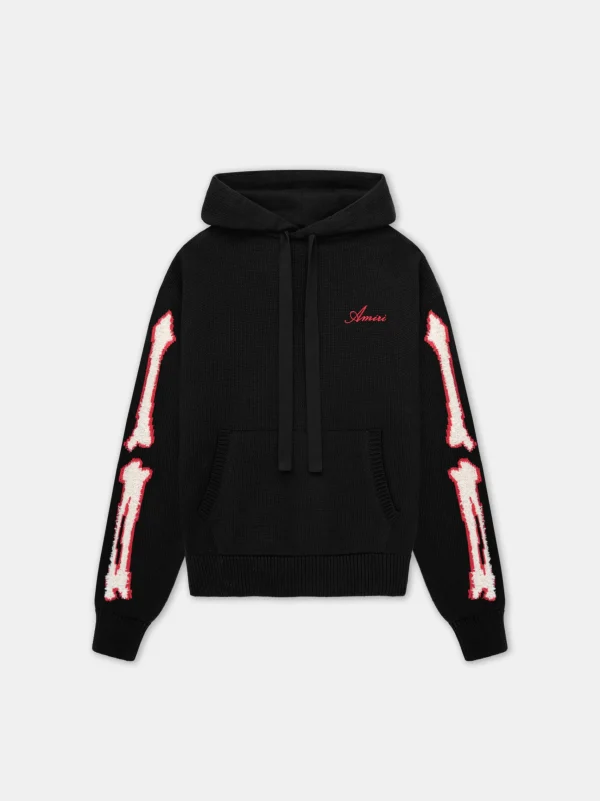 AMIRI Knitwear>BONES HOODIE BLACK