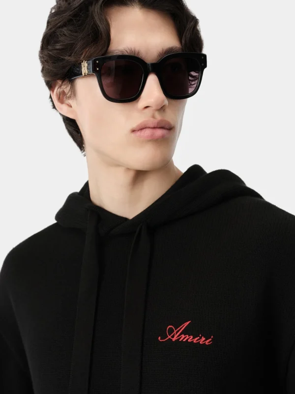 AMIRI Knitwear>BONES HOODIE BLACK