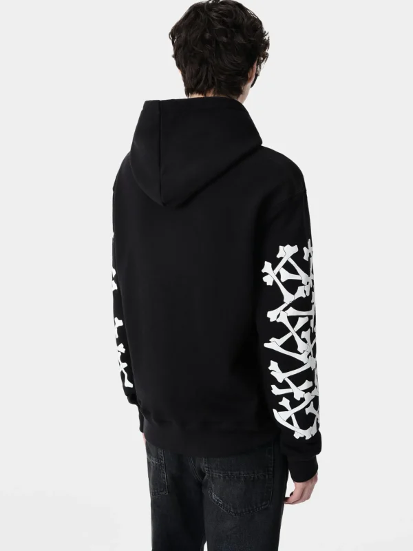 AMIRI Sweatshirts>BONES STACKED HOODIE BLACK