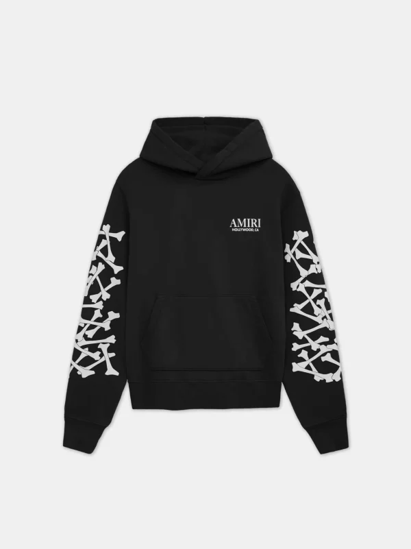AMIRI Sweatshirts>BONES STACKED HOODIE BLACK