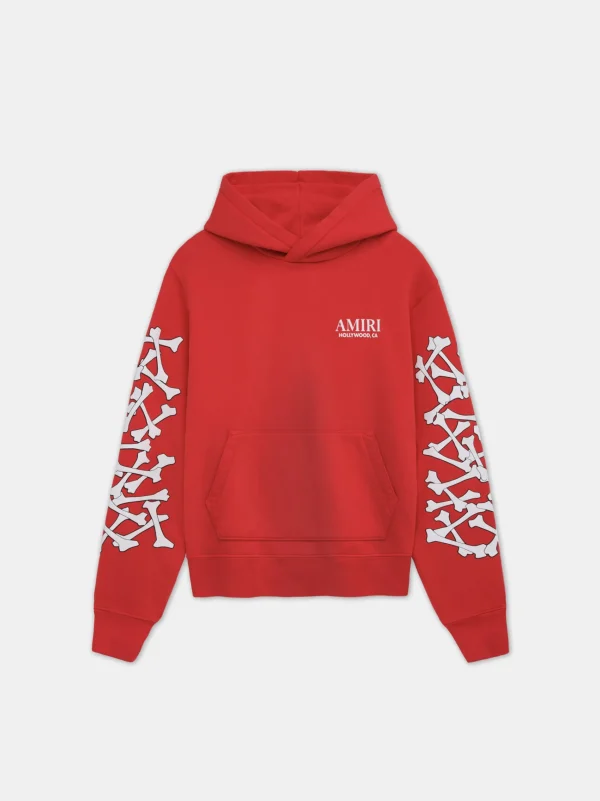 AMIRI Sweatshirts>BONES STACKED HOODIE Red