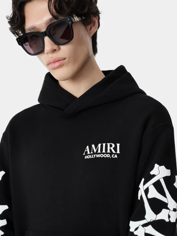 AMIRI Sweatshirts>BONES STACKED HOODIE BLACK