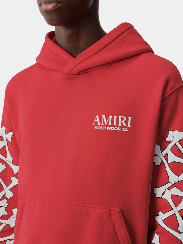 AMIRI Sweatshirts>BONES STACKED HOODIE Red