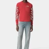 AMIRI Tees>BONES STACKED LONG SLEEVE TEE Red