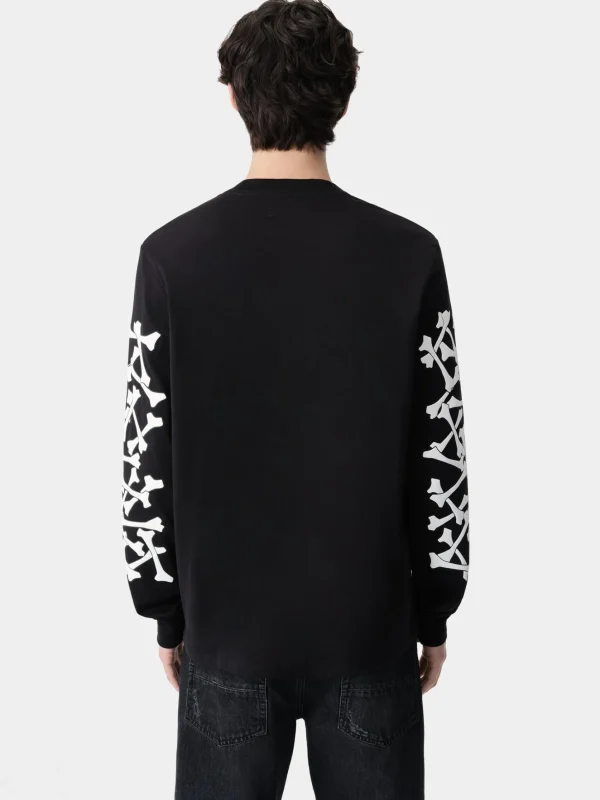 AMIRI Tees>BONES STACKED LONG SLEEVE TEE BLACK