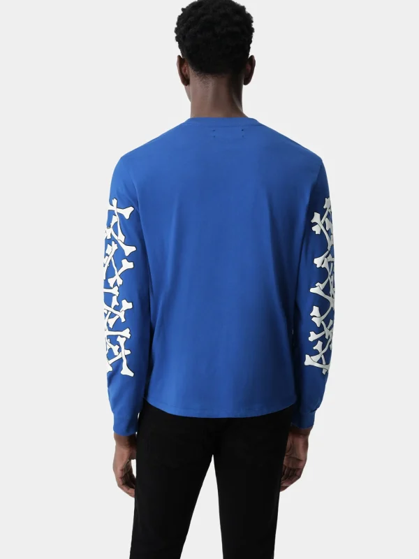 AMIRI Tees>BONES STACKED LONG SLEEVE TEE Blue