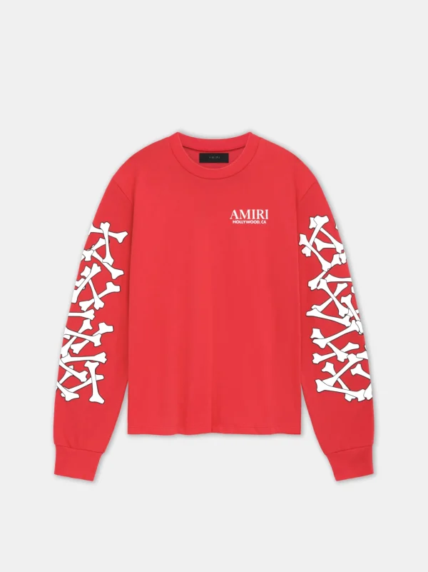 AMIRI Tees>BONES STACKED LONG SLEEVE TEE Red