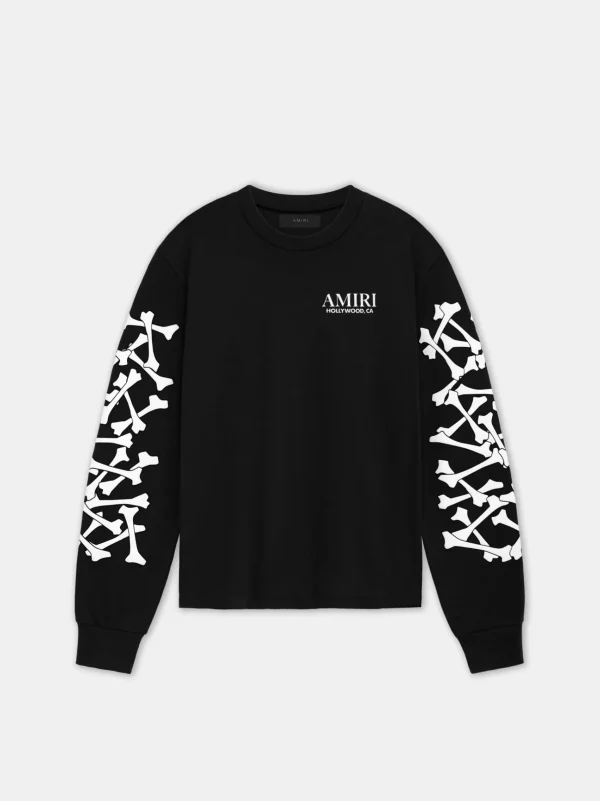 AMIRI Tees>BONES STACKED LONG SLEEVE TEE BLACK