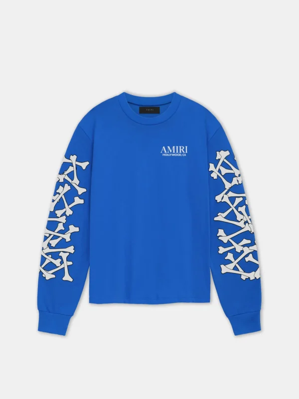 AMIRI Tees>BONES STACKED LONG SLEEVE TEE Blue