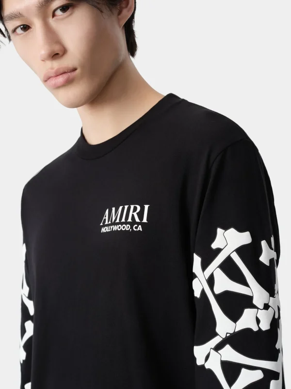AMIRI Tees>BONES STACKED LONG SLEEVE TEE BLACK