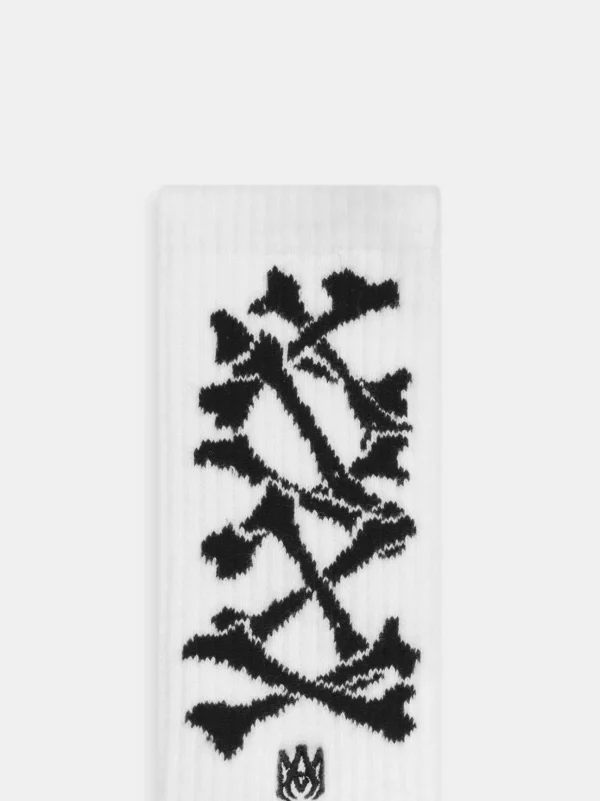 AMIRI Socks | Socks>BONES STACKED SOCKS White Black