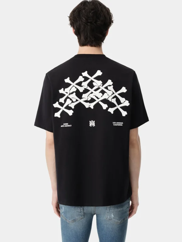 AMIRI Tees>BONES STACKED TEE BLACK