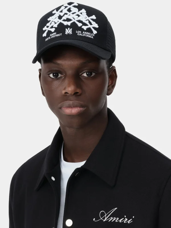 AMIRI Hats | Hats>BONES STACKED TRUCKER HAT BLACK